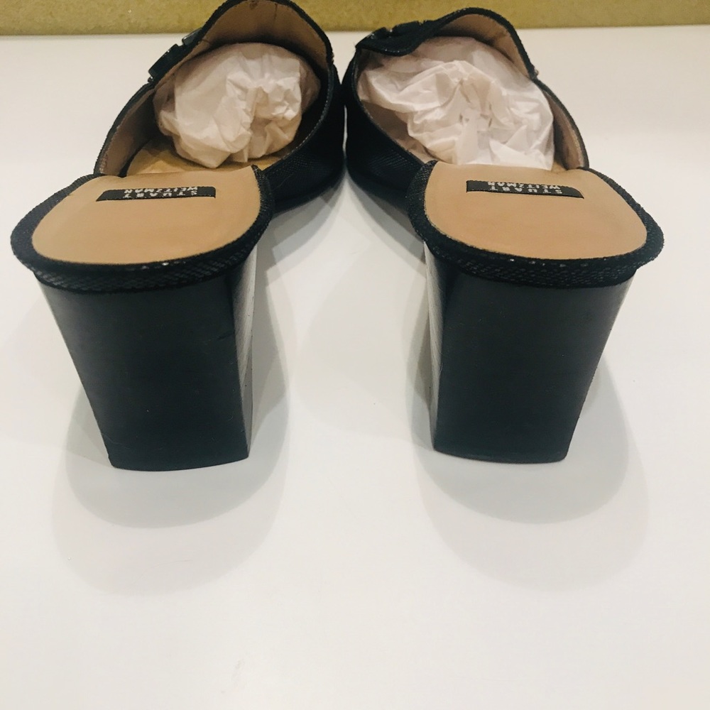 Stuart Weitzman Black Square Toe Mules. Size 10 - image 4
